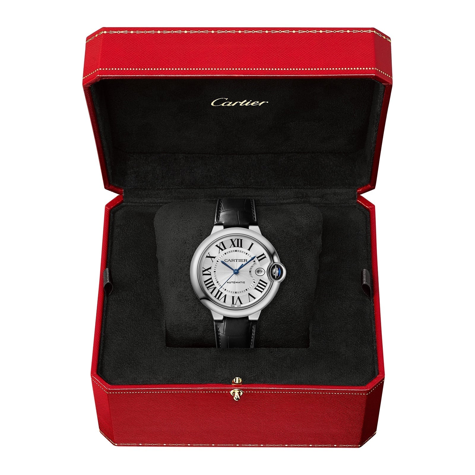 Ballon Bleu de Cartier 40 | 40mm, Steel, Alligator Leather, Silver Dial
