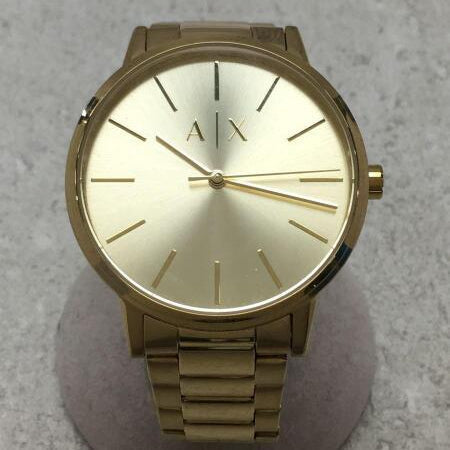 Armani Exchange Cayde AX2707 Men's Analog Watch – Gold Dial with Coordinated Gold Stainless Steel Strap