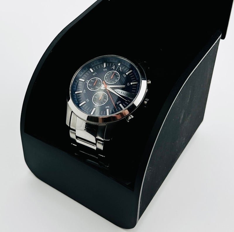 Armani Exchange Hampton AX2155 Men's Chronograph Watch – Blue Dial with Silver Stainless Steel Strap