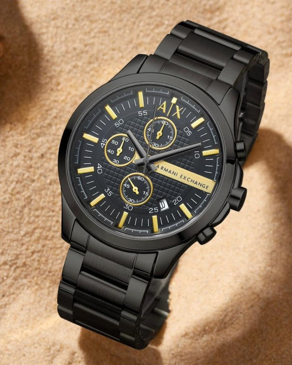 Armani Exchange Hampton AX2164 Men's Chronograph Watch – Black Dial with Black Stainless Steel Strap