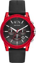 Armani Exchange Outerbanks AX1338 Men's Chronograph Watch – Black Dial with Black Silicone Strap