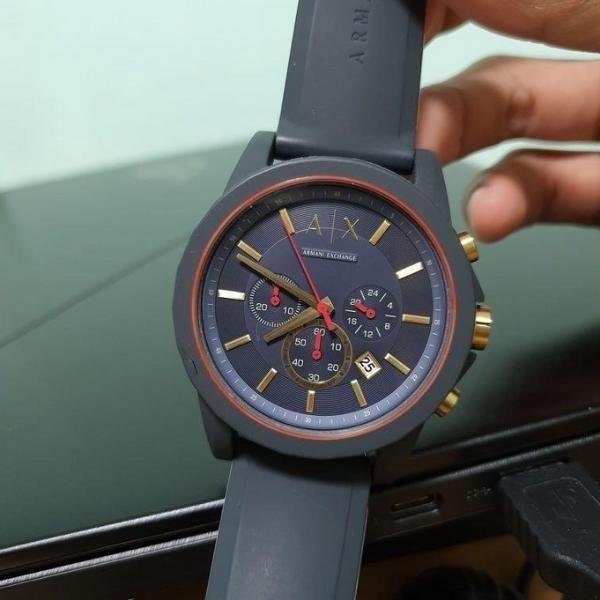 Armani Exchange Outerbanks AX1335 Men's Chronograph Watch – Blue Dial with Blue Silicone Strap