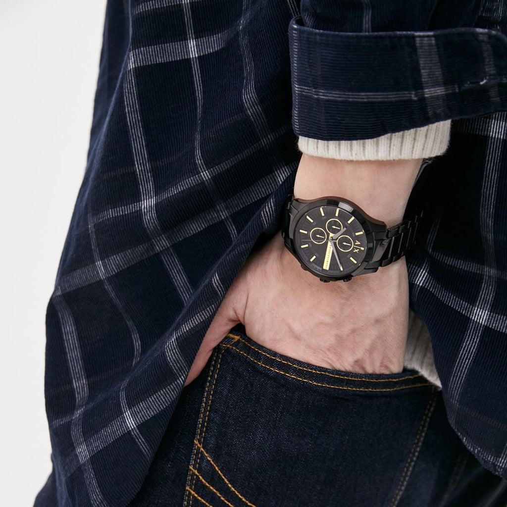 Armani Exchange Hampton AX2164 Men's Chronograph Watch – Black Dial with Black Stainless Steel Strap