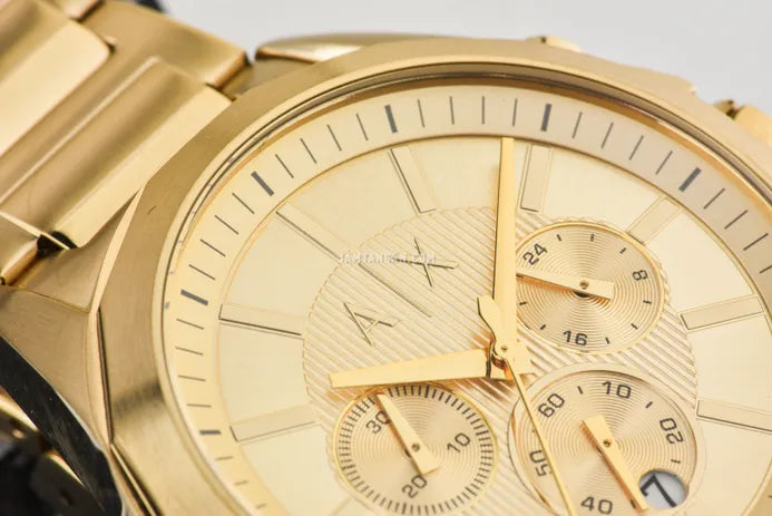 Armani Exchange Drexler AX2602 Men's Chronograph Watch – Gold Dial with Gold Stainless Steel Strap
