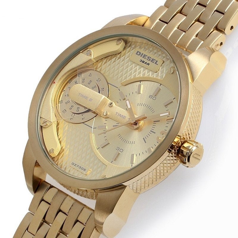 Diesel DZ7306 Mini Daddy Chronograph Men's Watch – Gold Dial & Gold Stainless Steel Strap