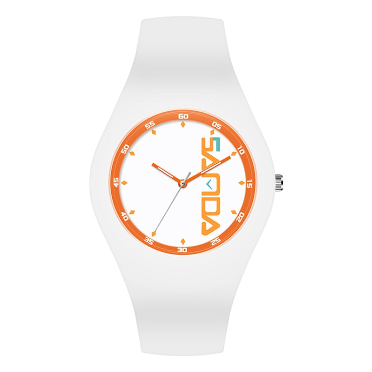 SANDA 6076 Simple Scale Round Dial Ladies Silicone Strap Quartz Watch