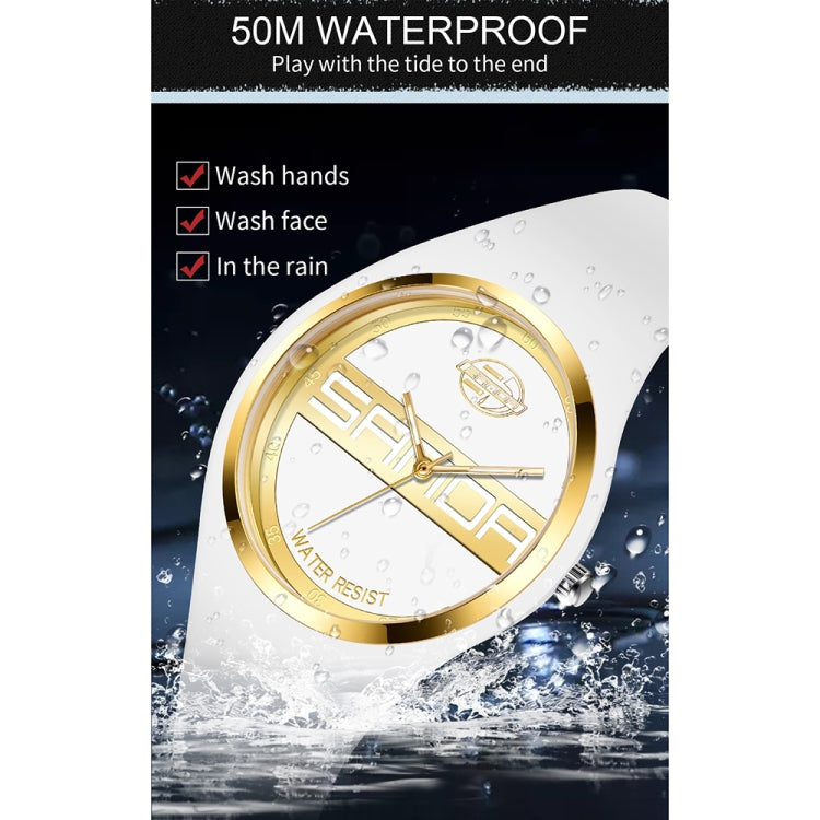 SANDA 6077 Simple Icon Round Dial Ladies Silicone Strap Quartz Watch