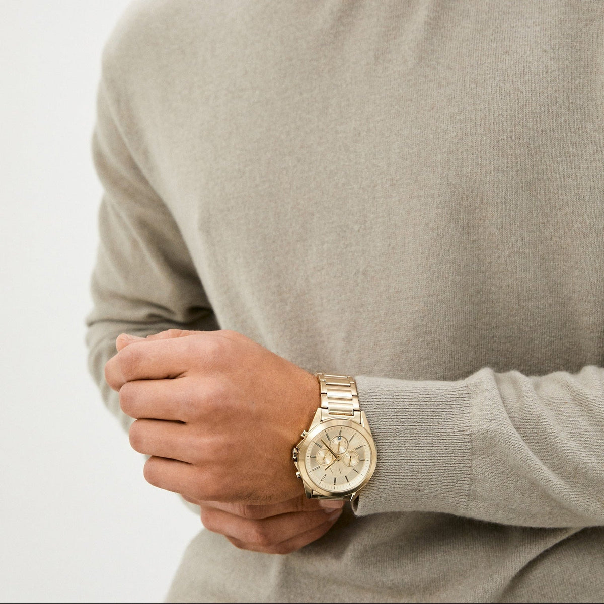 Armani Exchange Drexler AX2602 Men's Chronograph Watch – Gold Dial with Gold Stainless Steel Strap