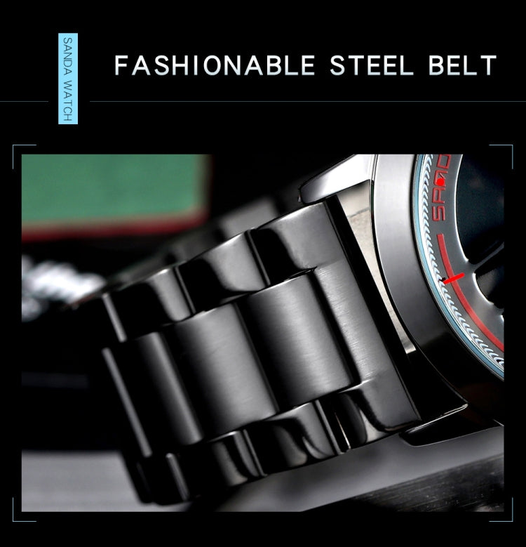 SANDA1009 Watch Man Student Casual Waterproof Steel Band Watch Man