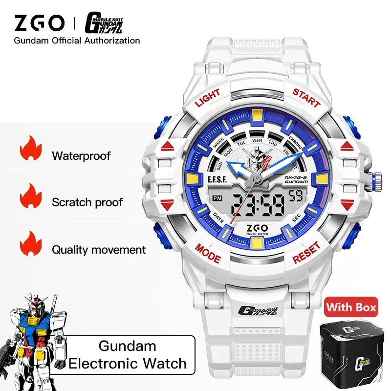 ZGO X Gundam Kids Watch Mechanical Waterproof Sports Electronic Digital Watches For Middle School Student Teenage Boys