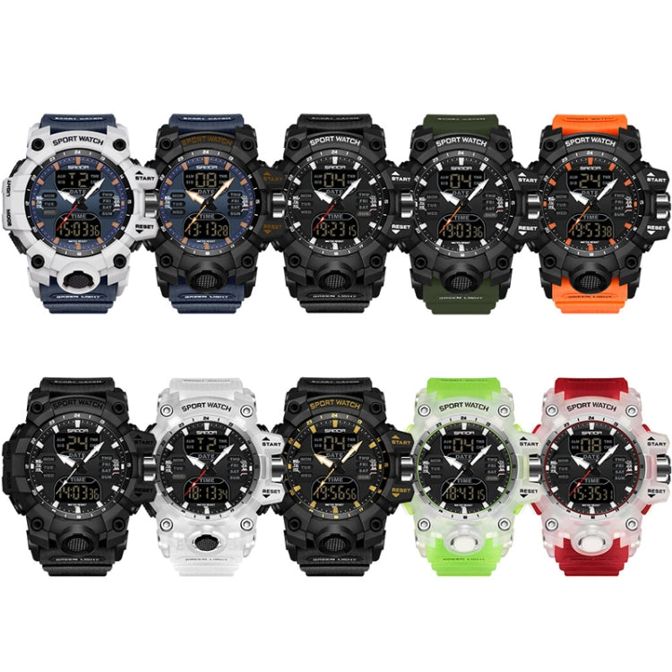 SANDA Green Light Alarm Clock Multifunctional Waterproof Shockproof Transparent Watch