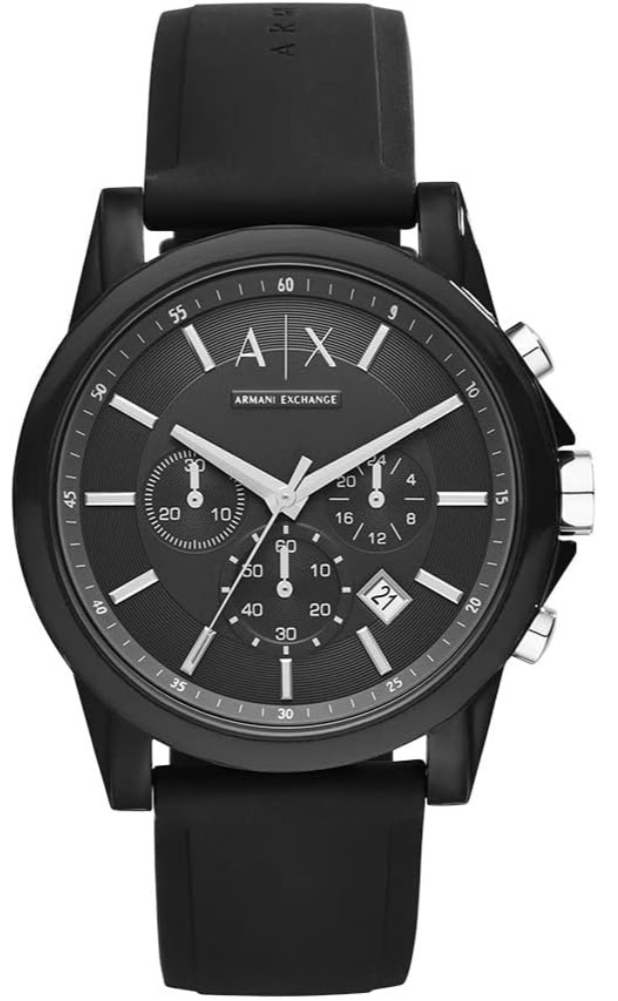 Armani Exchange Outerbanks AX1326 Men's Chronograph Watch – Black Dial with Black Silicone Strap