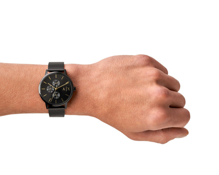 Armani Exchange Cayde AX2716 Men's Chronograph – Black Dial with Black Mesh Stainless Steel Strap