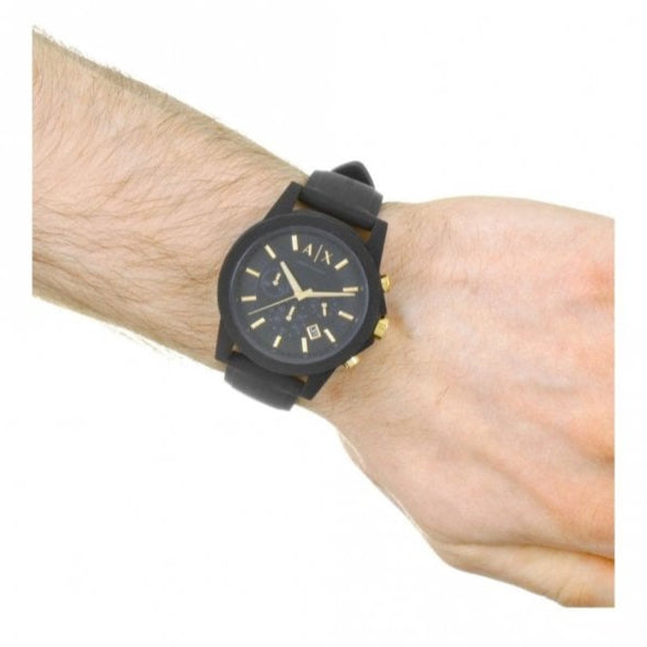 Armani Exchange Outerbanks AX7105 Men's Chronograph Watch – Black Dial with Black Stainless Steel Strap