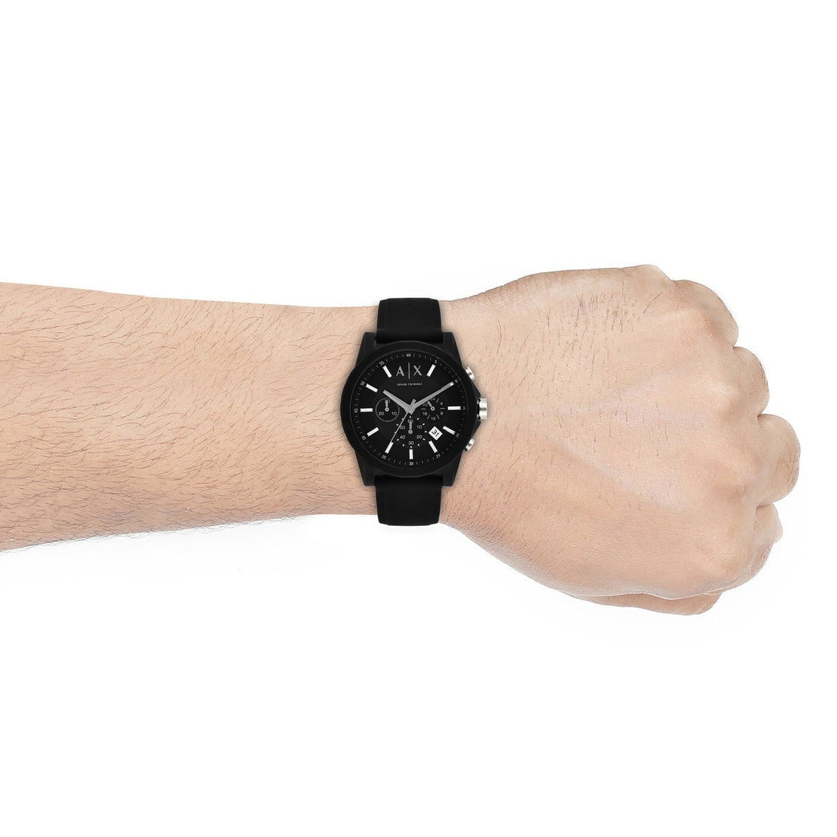 Armani Exchange Outerbanks AX1326 Men's Chronograph Watch – Black Dial with Black Silicone Strap