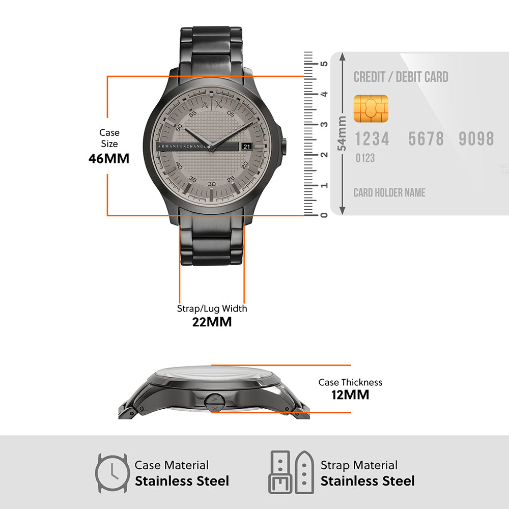 Armani Exchange Hampton AX2194 Men's Chronograph – Grey Dial with Matching Grey Stainless Steel Strap