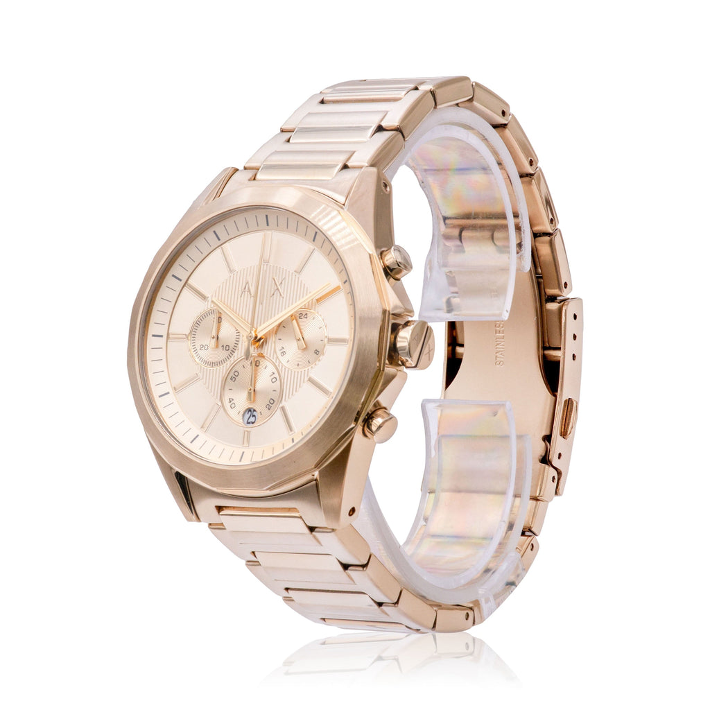 Armani Exchange Drexler AX2602 Men's Chronograph Watch – Gold Dial with Gold Stainless Steel Strap