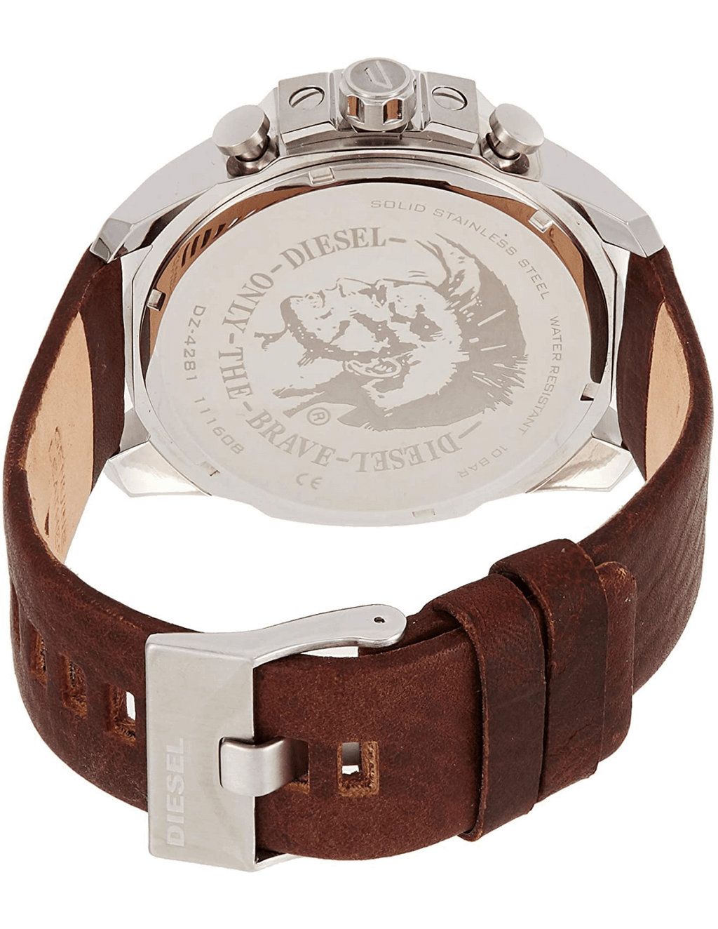 Diesel DZ4281 Mega Chief Chronograph Men's Watch – Blue Dial & Brown Leather Strap