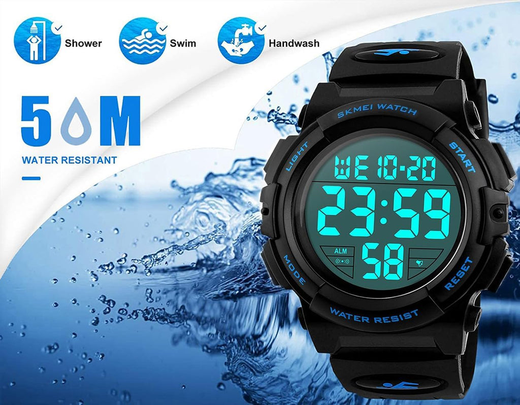 MJSCPHBJK Watches for Men, Digital Sports Watch for Mens Waterproof LED Screen Large Face Military Tactical Watch