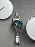 Nike Triax Chronograph Watch Matte Silver with Black Blue Dial – Vintage Grey Stainless Steel Sports Watch, Rare Collectible Timepiece