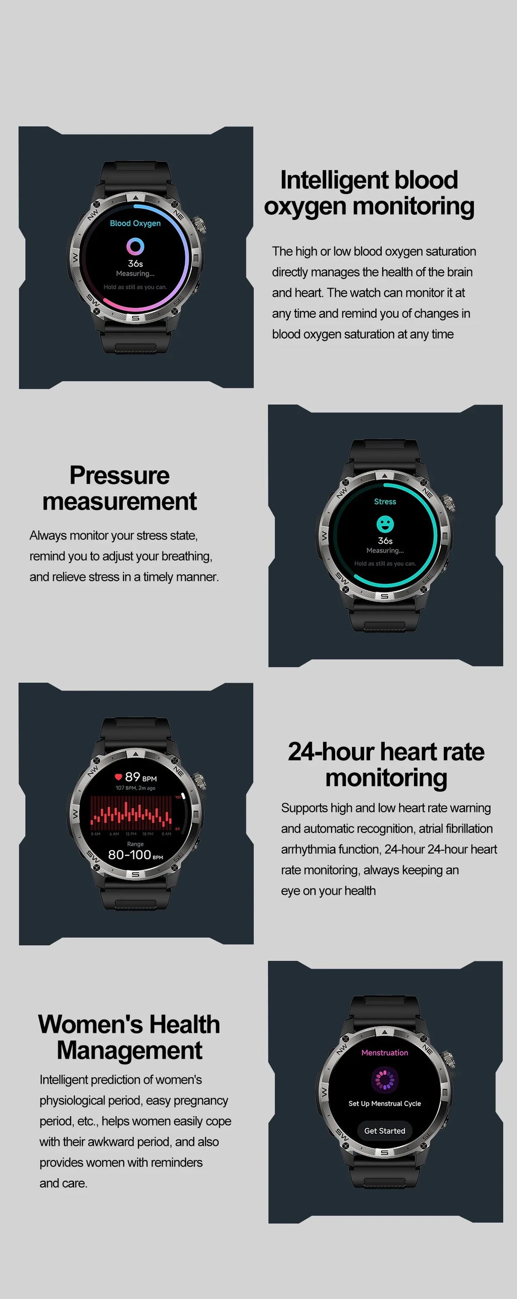 AMOLED Smart Watch - North Edge - GPS Smartwatch
