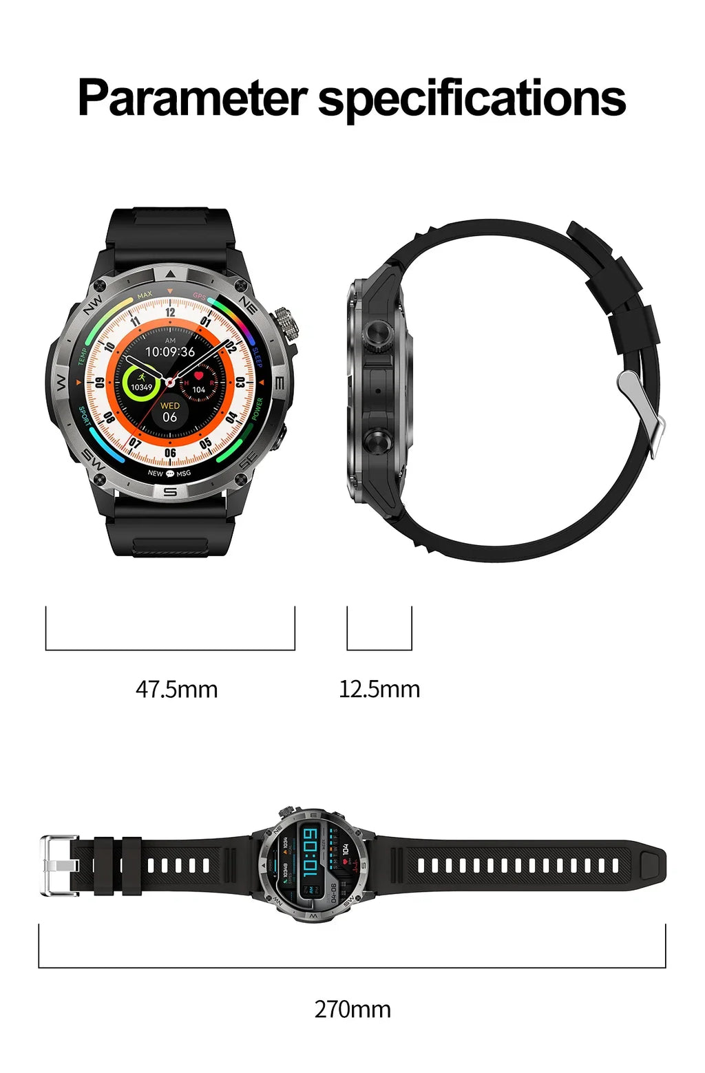 AMOLED Smart Watch - North Edge - GPS Smartwatch