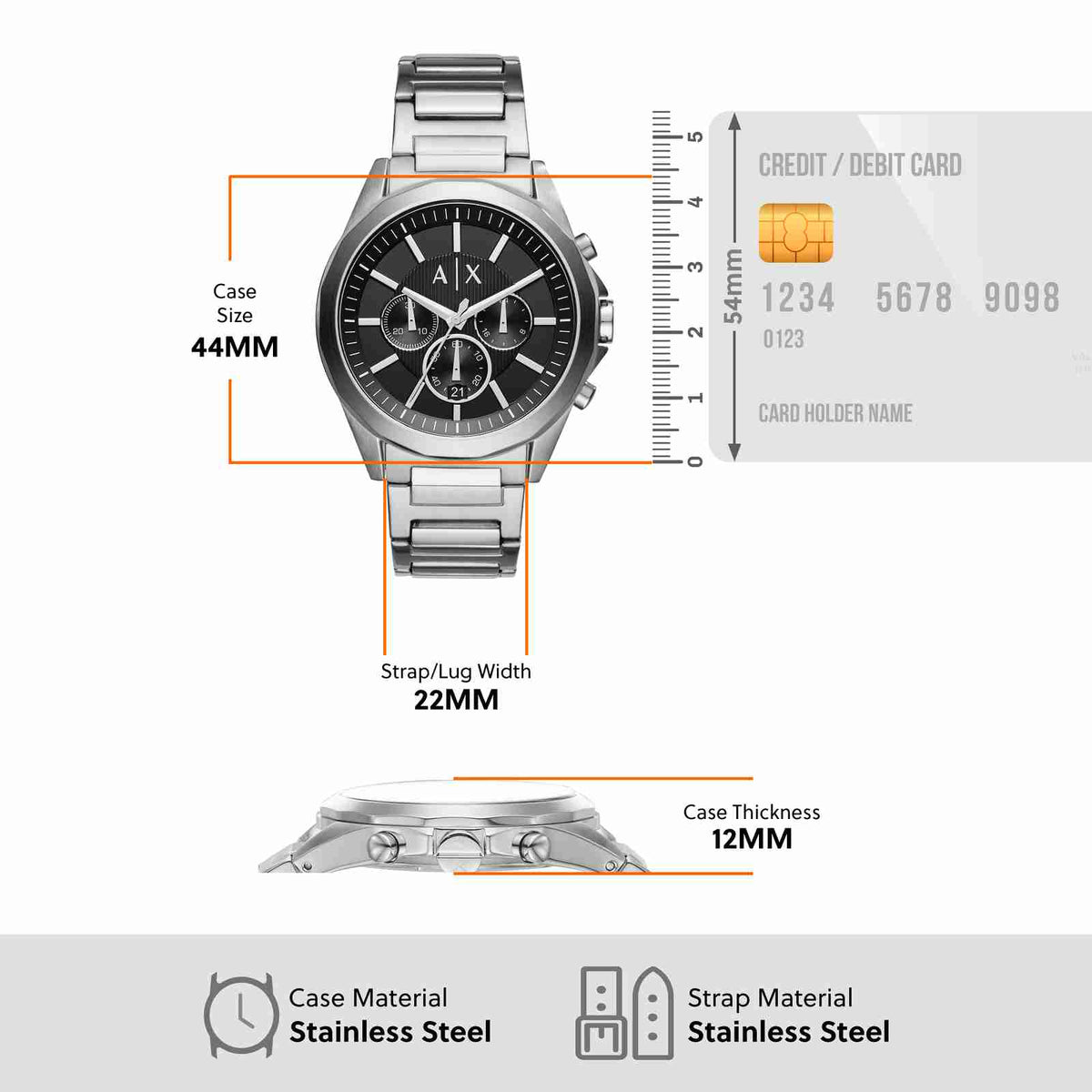 Armani Exchange Drexler AX2600 Men's Chronograph Watch – Black Dial with Silver Stainless Steel Strap
